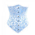 Baby Blue Brocade Double Bone Gothic Underbust Bustier Corset