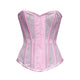 Baby Pink Satin Mesh Front Closed Overbust Corset
