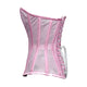Baby Pink Satin Mesh Front Closed Overbust Corset
