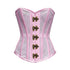 Baby Pink Satin Mesh Front Antique Clasps Overbust Corset