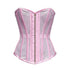 Baby Pink Satin Mesh Front Antique Zipper Overbust Corset