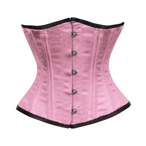 Baby Pink Satin Double Bone Front Silver Busk Gothic Underbust Bustier Corset