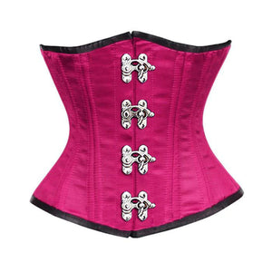 Royal Pink Satin Double Bone Front Silver Clasps Gothic Underbust Bustier Corset