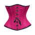 Royal Pink Satin Double Bone Front Black Ribbon Gothic Underbust Bustier Corset