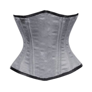 Grey Satin Double Bone Front Closed Gothic Underbust Bustier Corset