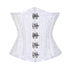 White Brocade Double Bone Front Silver Clasps Gothic Underbust Bustier Corset