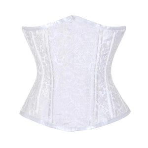 White Brocade Double Bone Front Closed Gothic Underbust Bustier Corset