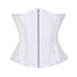 White Brocade Double Bone Front Silver Zipper Gothic Underbust Bustier Corset