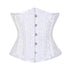 White Brocade Double Bone Front Silver Busk Gothic Underbust Bustier Corset