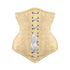 Ivory Brocade Long V Shape Front White Ribbon Gothic Underbust Bustier Corset