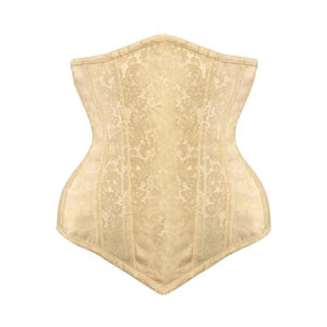 Ivory Brocade Long V Shape Front Closed Gothic Underbust Bustier Corset