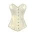 Ivory Satin Long Burlesque Front Busk Overbust Corset