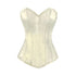 Ivory Satin Long Burlesque Front Closed Overbust Corset