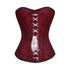 Red Brocade With Front White Ribbon Steel Boned Overbust Corset