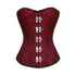 Red Brocade With Silver Clasps Ribbon Steel Boned Overbust Corset