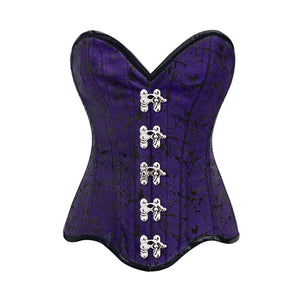 Purple Brocade Gothic With Front Clasps Overbust Corset