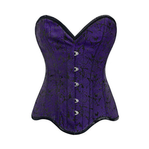Purple Brocade Gothic With Front Busks Overbust Corset