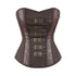 Brown Cotton Faux Leather Steampunk Overbust Corset