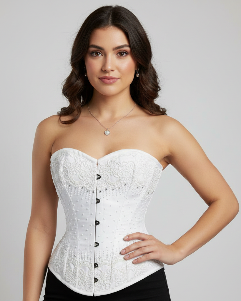 white burlesque corset dress Custom size white and iridescent Burlesque corset prom dress Made to Order S-XL Glamtastik