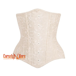 Plus Size Ivory Brocade Steampunk Underbust  Bustier Corset