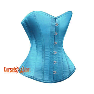 CorsetsNmore Women’s Baby Blue Satin Burlesque Overbust  Gothic Corset