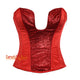 Red Satin Sequins Work Burlesque Costume Gothic Christmas Corset Top