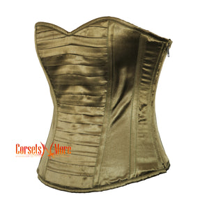 Olive Green Satin Gothic Costume Bustier Corset Overbust Top