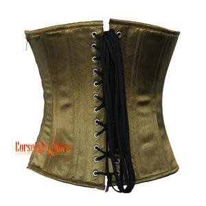 Olive Green Satin Gothic Costume Bustier Corset Overbust Top