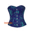 Digital Printed Blue Corset Gothic Overbust Costume Waist Training Top