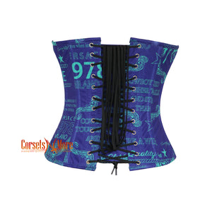 Digital Printed Blue Corset Gothic Overbust Costume Waist Training Top
