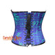 Digital Printed Blue and Black PVC Leather Corset Gothic Overbust Costume Top