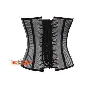 Grey And Black Gothic Overbust Corset Steampunk Costume