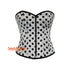 White Polka Dot Satin Gothic Overbust Corset Steampunk Costume