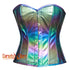 Rainbow Leather gothic Overbust Sparkle Corset Top Bustier Costume