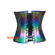 Rainbow Leather gothic Overbust Sparkle Corset Top Bustier Costume