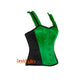 Green And Black Satin Corset With Shoulder Strap Overbust Top