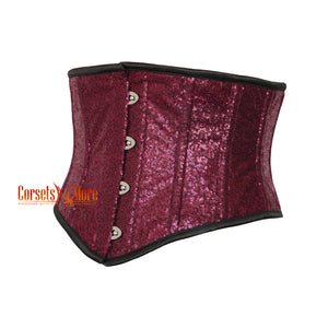 Wine Color Sequins Underbust Corset Gothic Waist Training Belt