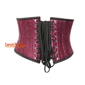 Wine Color Sequins Underbust Corset Gothic Waist Training Belt