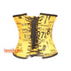 Yellow Printed Corset Satin Underbust Zipper Top Gothic Waist Training Bustier