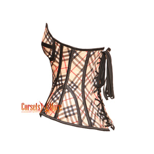 Checked Print Overbust Gothic Waist Training Corset Bustier Top