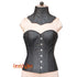 CorsetsNmore Women’s Black Floral Leather Gothic Overbust Corset With Neck  Posture Collar