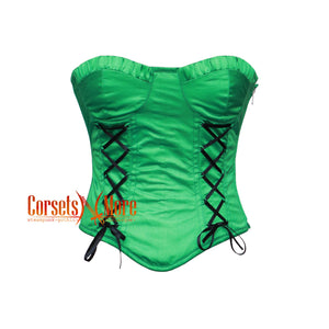 CorsetsNmore Women’s Green Satin Gothic Overbust Ruffle Corset  Costume