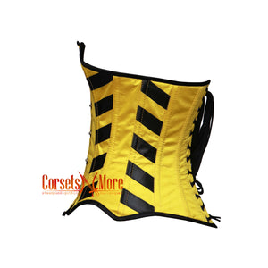 Women’s Yellow Satin Black Stripes Gothic Underbust Corset Costume