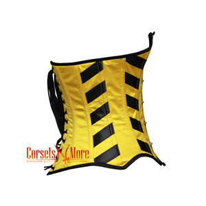 Women’s Yellow Satin Black Stripes Gothic Underbust Corset Costume