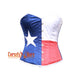 Texas Flag White Red And Blue Satin Corset Gothic Overbust Bustier Pride Top