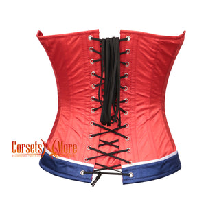 Red Satin Tennessee Flag Overbust Gothic Corset Pride Costume Top