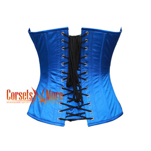 Blue Satin White Sequins New Zealand Flag Gothic Overbust Corset