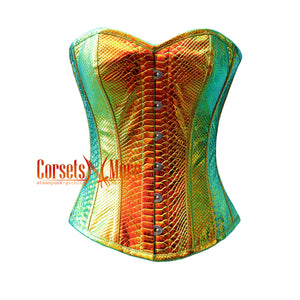 Snake Texture Leather Gothic Overbust Corset Steampunk Costume