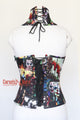 Combo Joker Costume Printed Cotton Overbust Corset With Neck Collar Gothic Costume