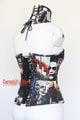 Combo Joker Costume Printed Cotton Overbust Corset With Neck Collar Gothic Costume